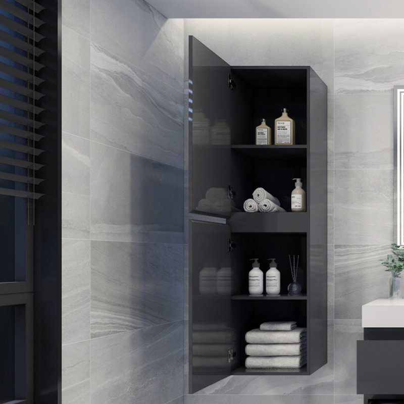 Blas Linen Cabinet, High Gloss Gray