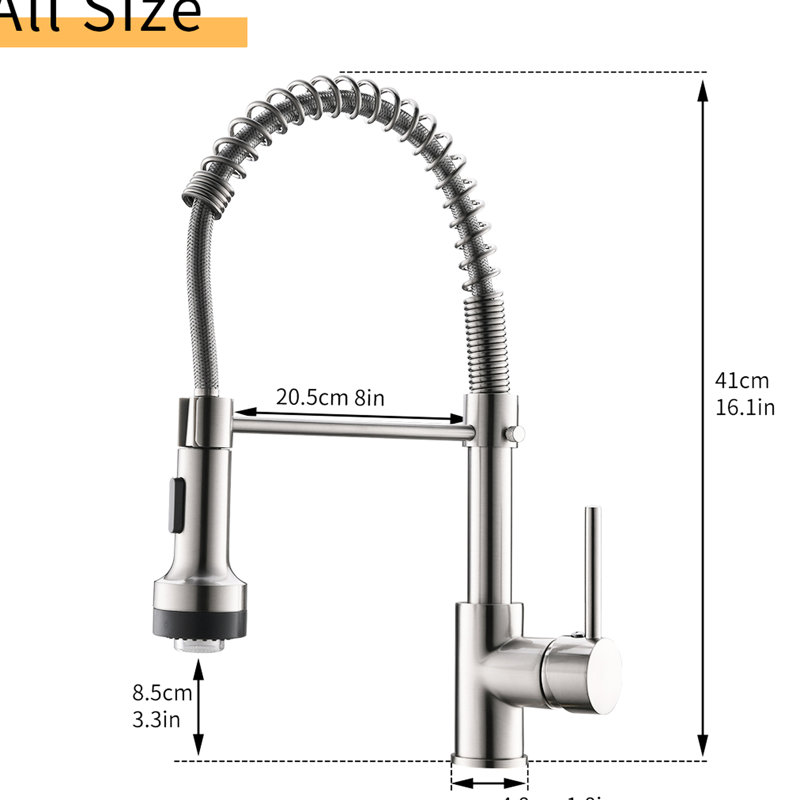Commercial Kitchen Faucet With Pull Down , Single Lever Handle, Brushed Nickel, Contemporary Style For Sink And Bathroom Sinks