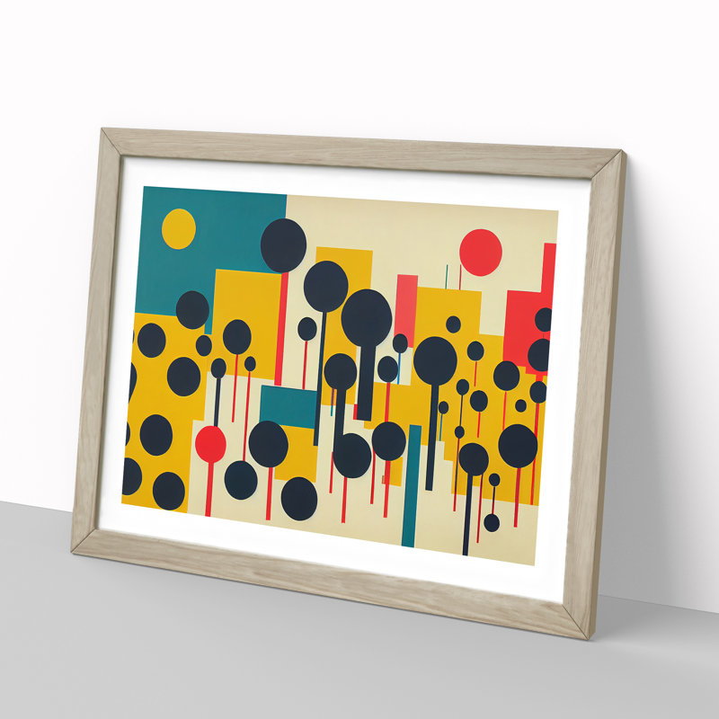 Unforgettable Flower Market Abstract - Framed Print, 46cm H x 64cm W x 2cm D, Oak