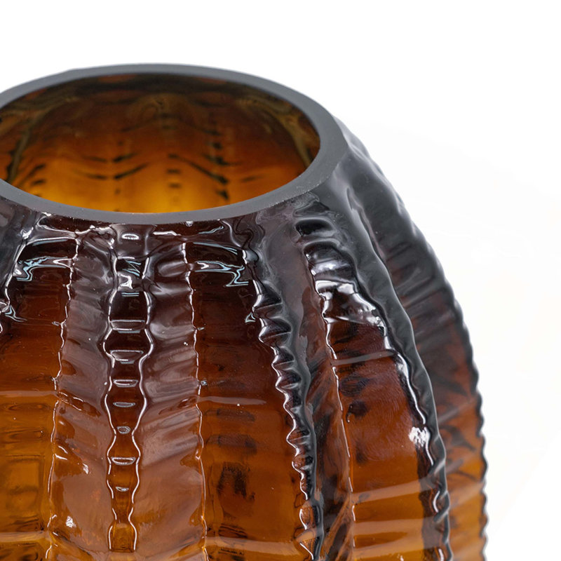 Textured Glass Vase - 6"Dia. x 11" - Amber