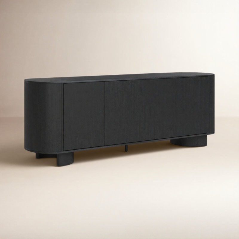 Haiden 94" Wide Sideboard, Aged Black Acacia