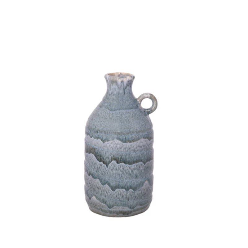 Vase en céramique à finition brillante bleu, H 10,25 po x l 5,5 po x P 5,5 po