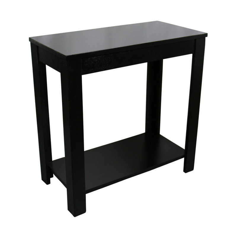 Grande table de bout en bois 24 po avec finition noire, Noir