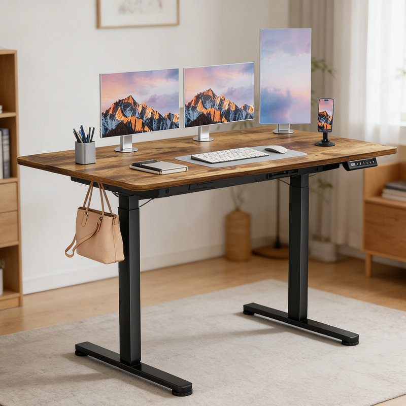 Bureau debout électrique de 46 po x 23 po, bureau réglable en hauteur à double moteur avec 4 préréglages de mémoire, double moteur, facile à assembler pour la maison et le bureau