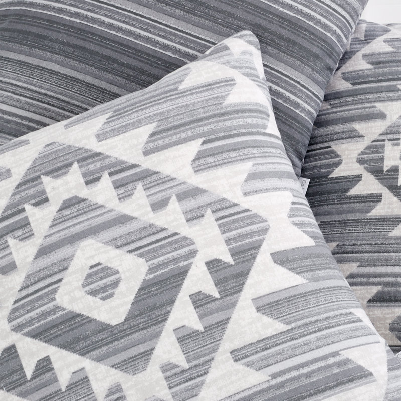 Aztec Geo Cotton 45x45cm Cushion Cover 3 Pack, Charcoal Grey