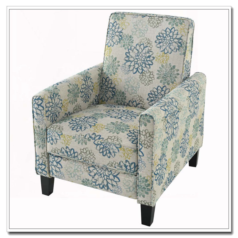 Fauteuil inclinable rembourré 27,5 po avec pieds en hêtre massif, polyester, Bleu