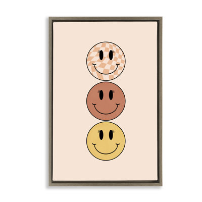 Retro Smileys Trio Framed Floater Canvas by JJ Design House, LLC.