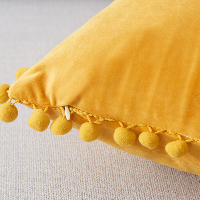 Deconovo Pom-poms Reversible Pillow Cover, 20" x 20", Yellow