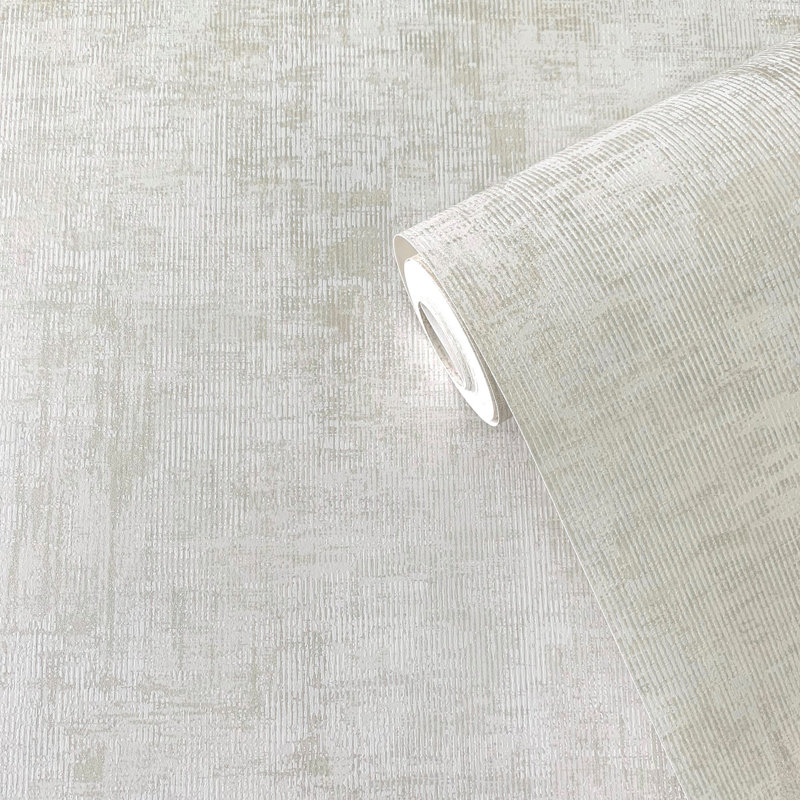 Lustre Collection Metallic Distressed 10.05m x 53cm Wallpaper Roll, Cream