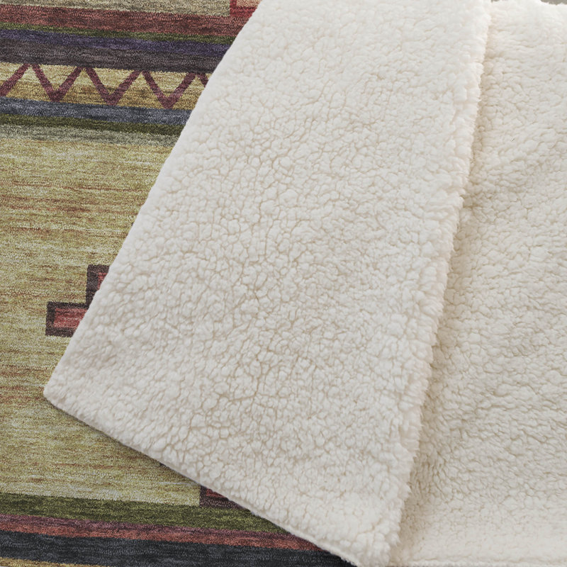 Couverture en sherpa brun One Pixie Street, 127 x 178 cm, brun, Paprika; chocolat; vert; beige; or