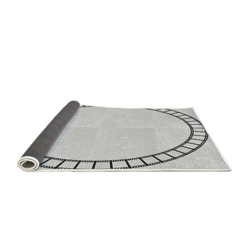 Tapis zone gris clair à motifs, Rond 7 pi