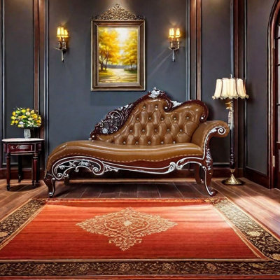 Chaise longue rembourrée en bois massif clair et luxueux