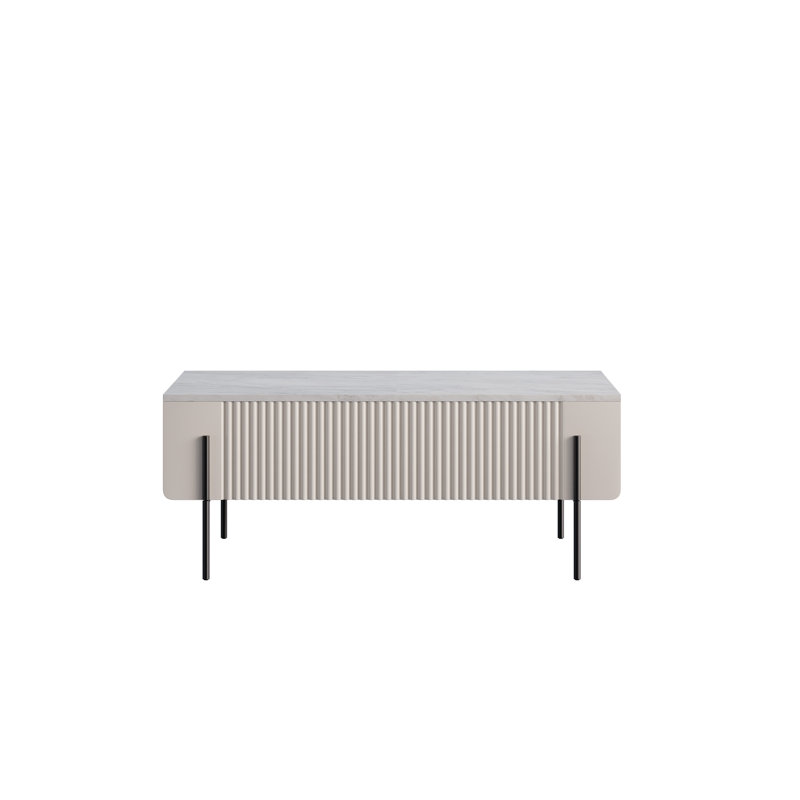 Otterburn Coffee Table with Storage, Cashmere/Black, White Marble