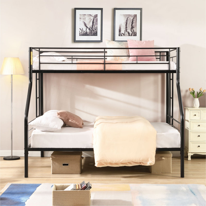 Lit superposé simple au-dessus d'un lit double, aucun sommier nécessaire, grand rangement sous le lit, assemblage facile