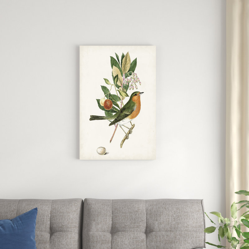 Oiseau antique, botanique et œuf I, H 30 po x l 20 po