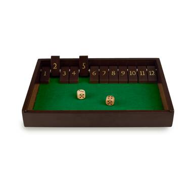 We Games 4 Player Shut The Box Dice Game - 14 inches Walnut Wood (Brown) –  1 to 4 Players 