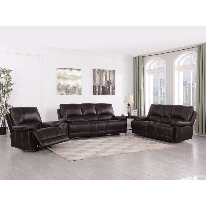 Ensemble de salon inclinable 3 pièces Trower, Brun