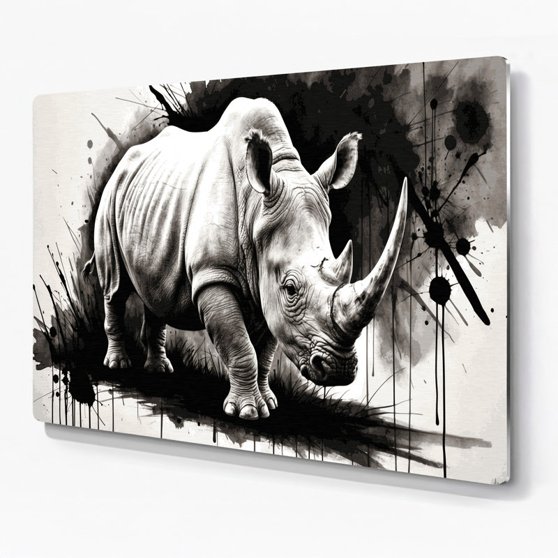 Faune, rhinocéros blanc, art mural en métal, H 12 po x l 18 po