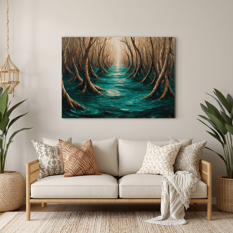 Art mural en métal Coastal Mangrove Maze, H 96 po x l 120 po x P 0,05 po