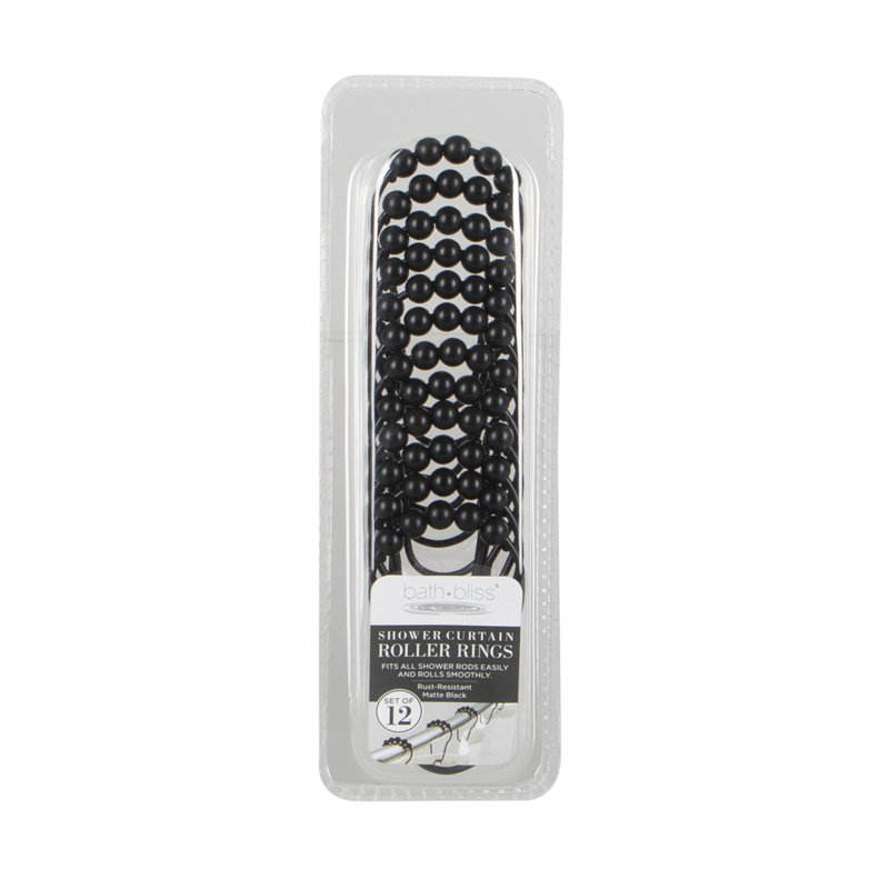 Matte Black Rust Resistant Metal Shower Curtain Hooks Set of 12