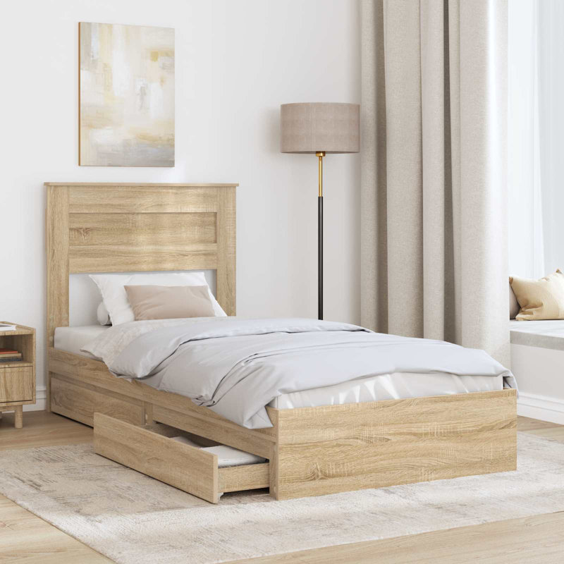 Bed, European Single (90 x 200 cm), Smoked Oak