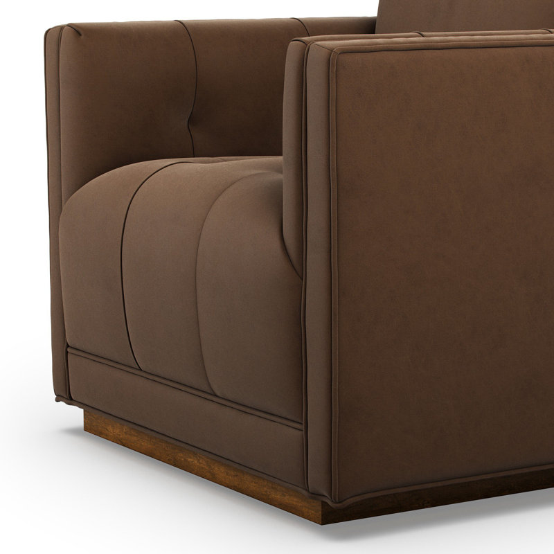 Kiera Swivel Chair-Amici Tobacco, Maestro Cigar Top Grain Leather, Weathered Sepia