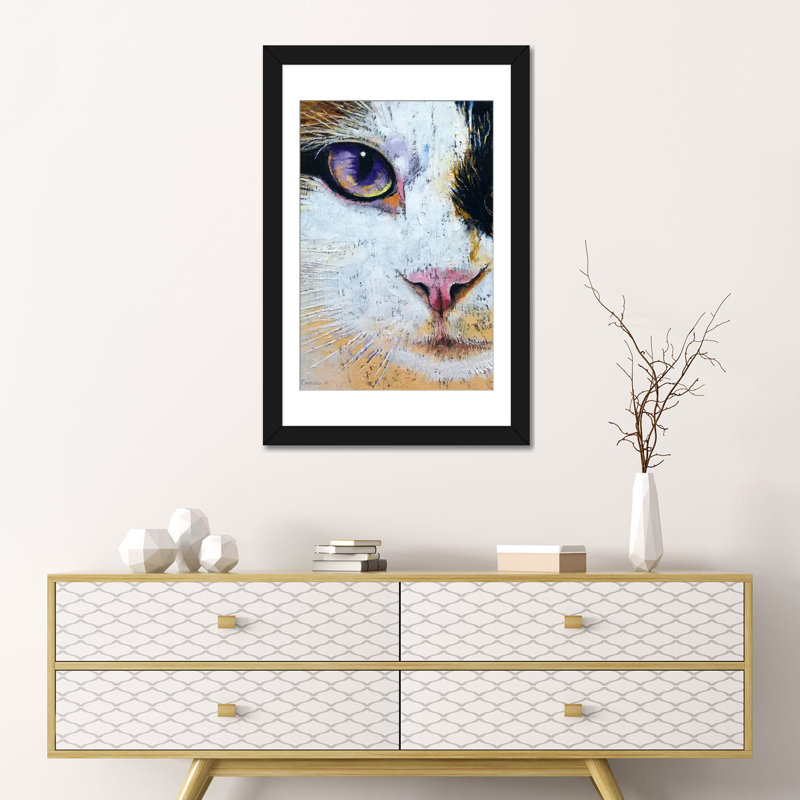 « ragdoll cat », reproduction d’art sur toile, H 24 po x l 16 po x P 1 po, Papier d'art encadré noir, Blanc