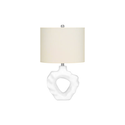 Modern 25''H Cream Resin Table Lamp with Ivory Linen Shade - 3-Way Switch for Living Room & Bedroom