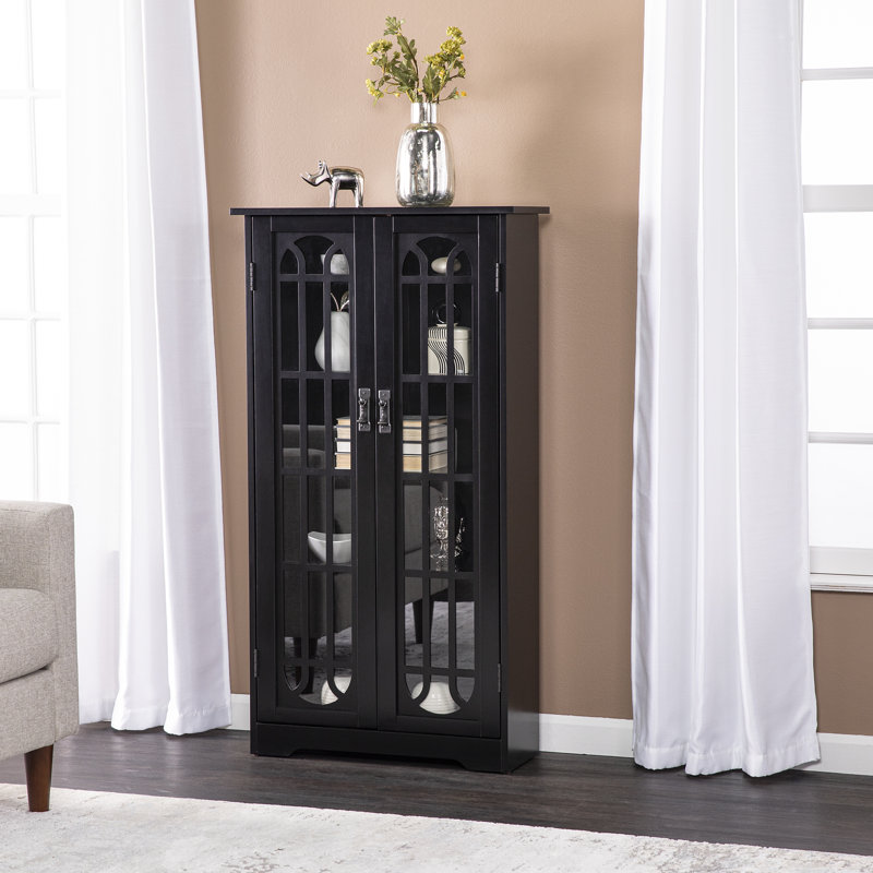 Armoire multimédia à panneau de fenêtre noire, Noir