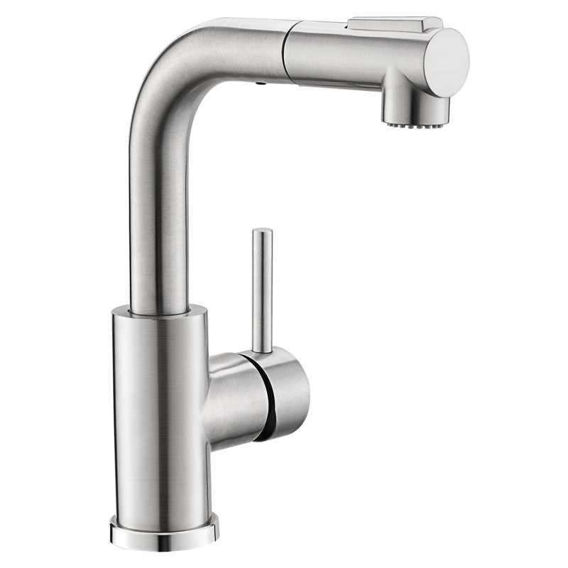 Contemporary Brushed Nickel Kitchen Sink Faucet, Pull Down , Ceramic Filled For Efficient Washing Out Spray, 360 Swivel, Classic Home Sinks