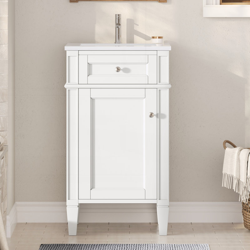 Meuble-lavabo 18 po avec lavabo en céramique, White