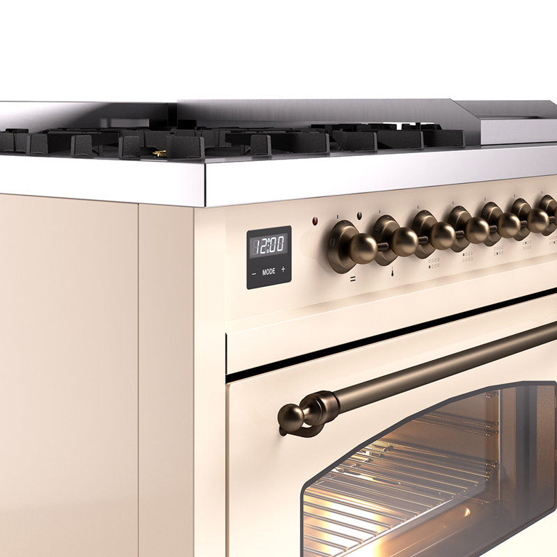 ILVE Nostalgie II 48 Dual Fuel Range , Liquid Propane, Antique White/Brass