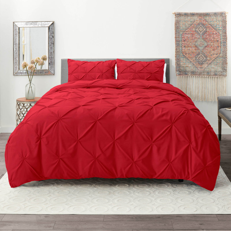 Ensemble de housse de couette plissÃ©e en tissu doublement brossÃ©, Housse de couette très grand californien et 2 tai