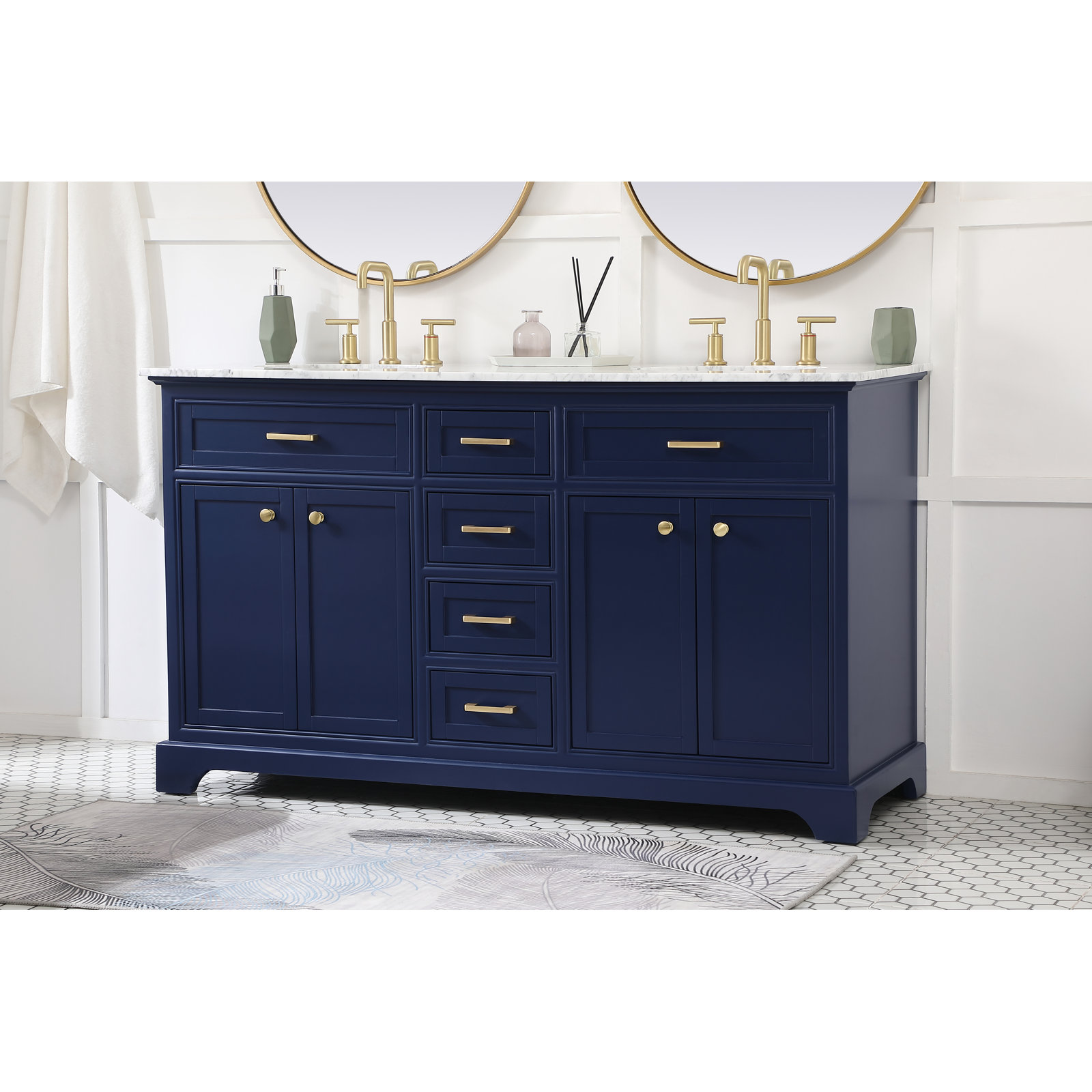 Hermes 60'' Double Bathroom Vanity, Blue