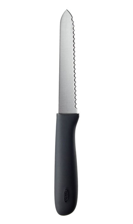 OXO Good Grips 5-in Serrated Utility Knife,Silver/Black