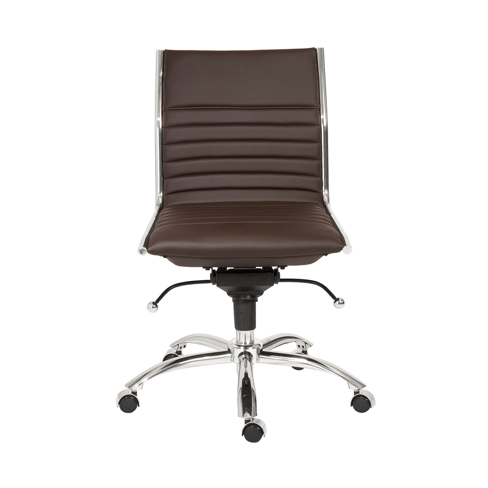 Naida Faux Leather Swivel Task Chair, Brown Faux Leather, No