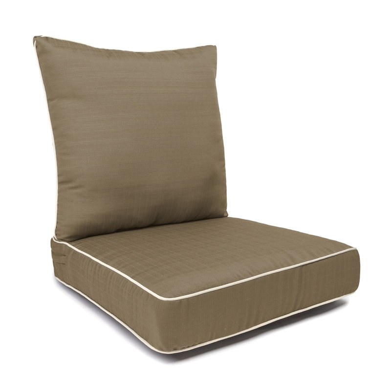 Coussin de siège à cordon avec fermeture à glissière et coussin de dossier à cordon, rembourrage en polyester blanc., Kaki