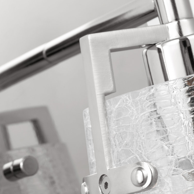 Crofton Bathroom Bedroom Wall Fixture With Clear Crackle Glass Shade, 1 Light, 9" H x 5.25" W x 7.5" D, Chrome