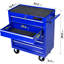 Boîte à outils 5 tiroirs avec serrure et 4 supports à roulettes, bleu pour roulettes-51637007
