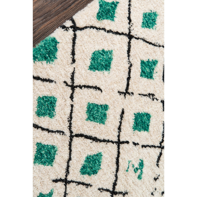 Tapis vert en polyester touffeté à la machine Ammie-Leigh, Rectangle 7 pi 6 po x 9 pi 6 po