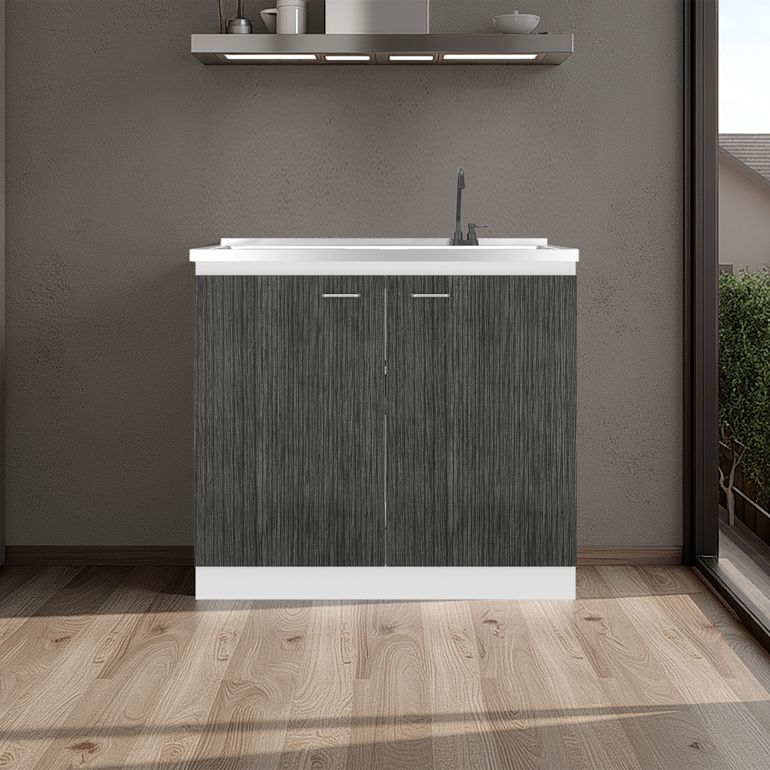 TUHOME Napoles Utility Sink With Faucet Inclued And Integrated Steel ...