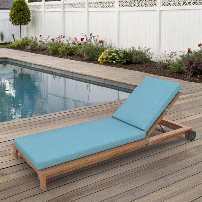 Amala Sunbrella® Outdoor Chaise Lounge Cushion, 22" x 24"/24.5" x 52.5", Cast Horizon Sunbrella® Plainweave