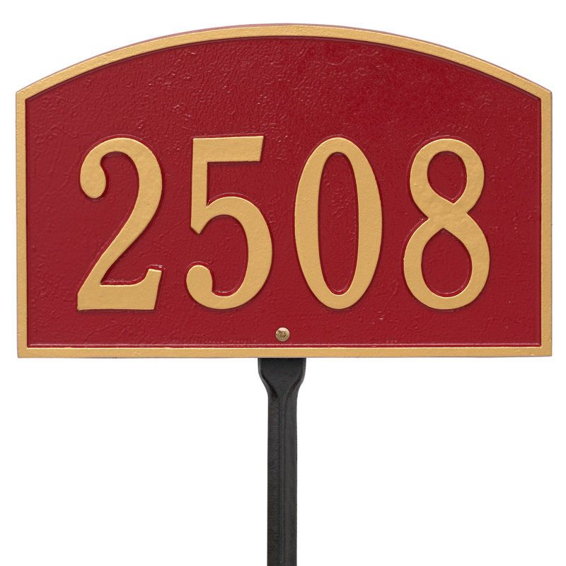Plaque d'adresse pour pelouse Legacy, Rouge / Or, Oui