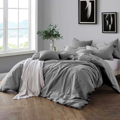 Ensemble de housse de couette en crêpe de coton prélavé à 100 %