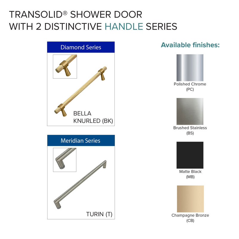 Elizabeth 60" x 76" Frameless Shower Door with Clear Glass and Bronze Finish