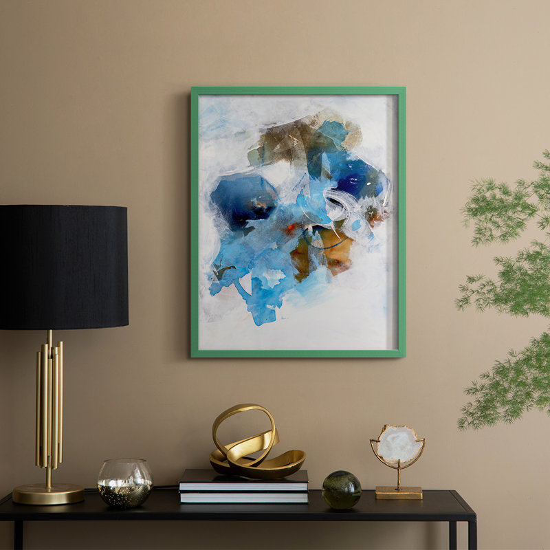 Misty Blue I Framed Print - Solid Wood, Green, 30" H x 24" W