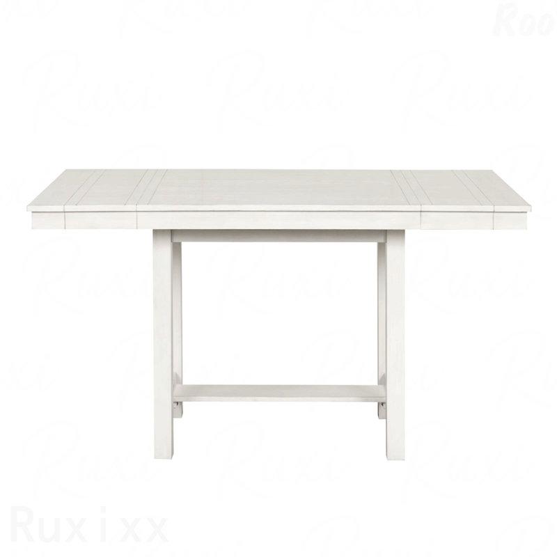 Rustic Dining Table White Oak Leaves Block Trestle Base