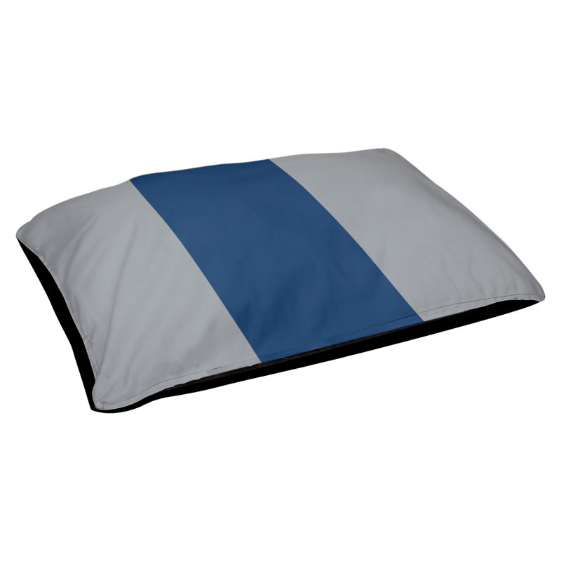 Coussin rectangulaire designer Atlanta, Petit (L 18 po x l 28 po), Argent / bleu marine