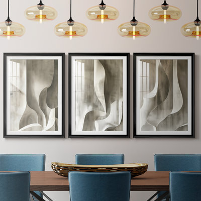 ABSTRACT Series CDLXIX - Impression sur mesure encadrée de qualité supérieure - 3 pièces