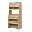 Buffet 33,5 x 15,7 x 69 pouces avec huche et table de salle à manger pliable, armoire multifonctionnelle avec tablette de rangement et crochets latéraux pour petits espaces, studio, appartement